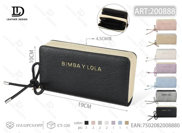 Cartera para dama de piel texturizada con dos cierres, tamaño grande