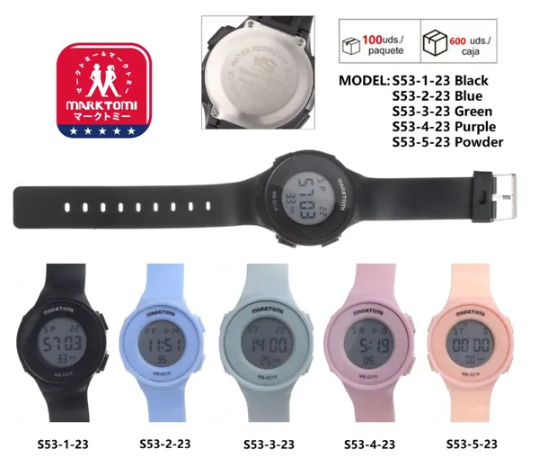 Reloj digital deportivo para caballero con correa de silicona, resistente al agua