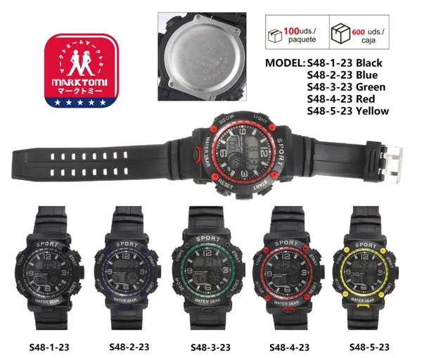 Reloj deportivo digital multifunción con correa de silicona, resistente al agua