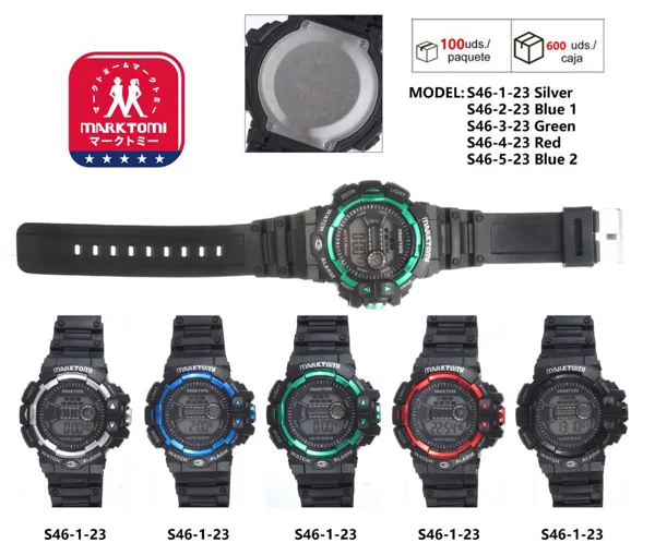 Reloj digital deportivo para caballero con correa de silicona, resistente al agua