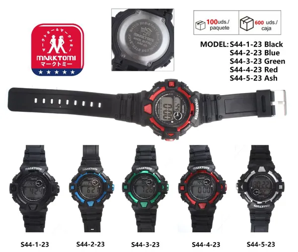 Reloj digital deportivo para caballero con correa de silicona, resistente al agua