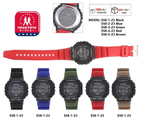 Reloj digital deportivo sport watch con correa de silicona, cronómetro, resistente al agua