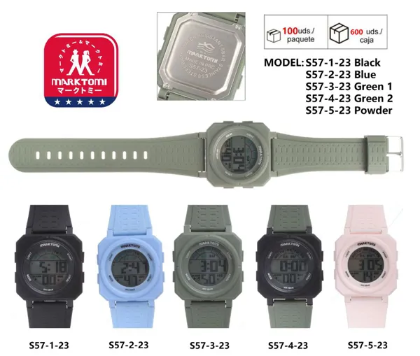Reloj digital deportivo cuadrado con correa de silicona, resistente al agua, varios colores