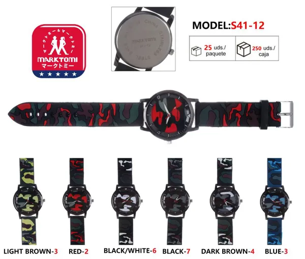 Reloj análogo deportivo para caballero, correa de silicona estampado militar