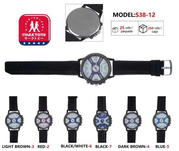 Reloj análogo deportivo para caballero, correa de silicona negra