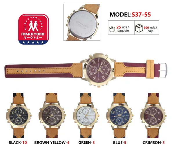 Reloj análogo de moda para caballero con correa de piel, estilo cronógrafo