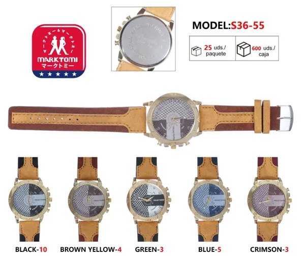 Reloj análogo de moda para caballero con correa de piel, carátula grande