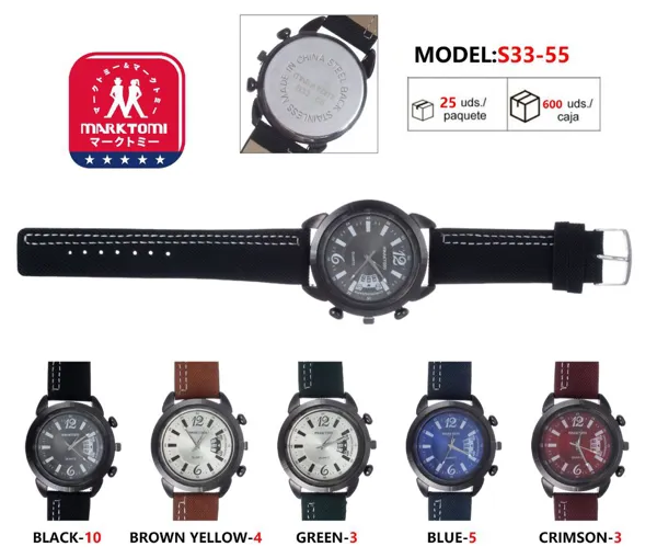 Reloj análogo de moda para caballero con correa de piel