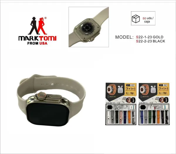 Reloj inteligente Ultra con pantalla táctil, kit 7 en 1 con audífonos y correas