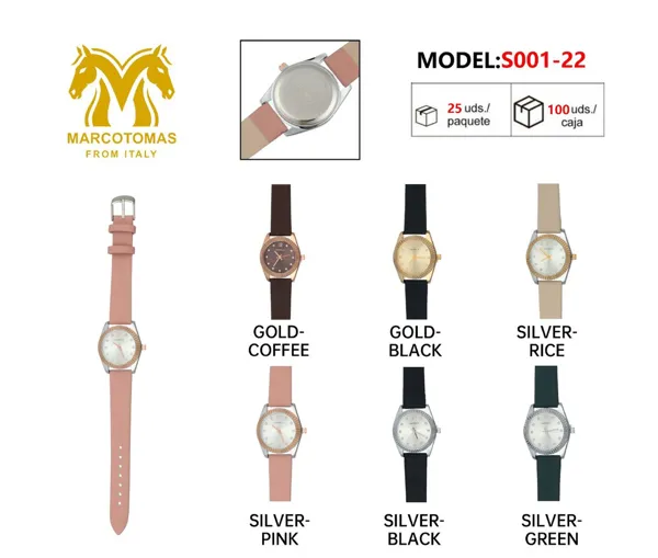 Reloj análogo de moda para dama, correa de piel, caja redonda