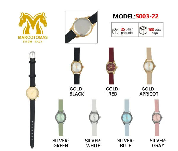 Reloj análogo de moda para dama, correa de piel, caja redonda