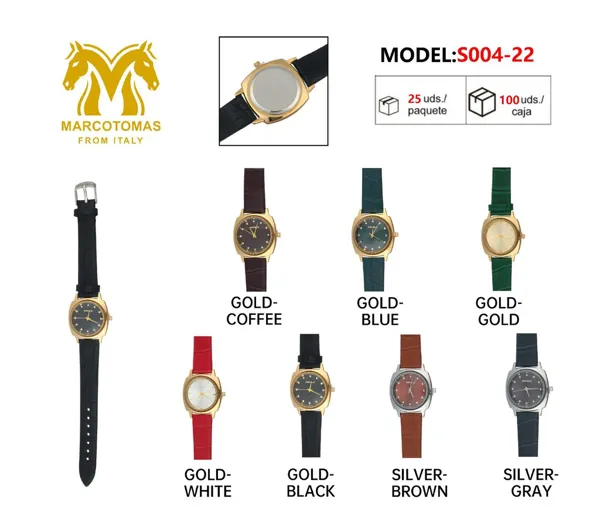 Reloj análogo de moda para dama, correa de piel, caja redonda
