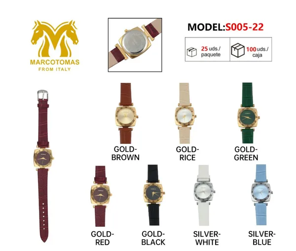 Reloj análogo de moda para dama, correa de piel, caja cuadrada