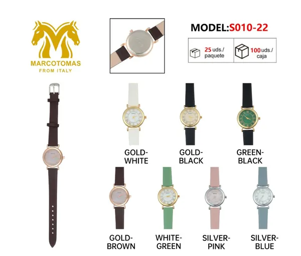 Reloj análogo de moda para dama, correa de piel delgada, caja redonda