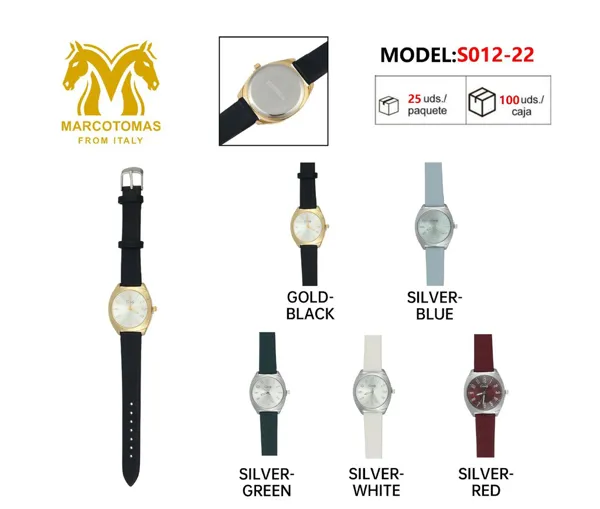 Reloj análogo de moda para dama, correa de piel delgada, caja rectangular con cristales