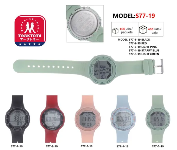 Reloj digital deportivo para dama con correa de silicona, colores pastel