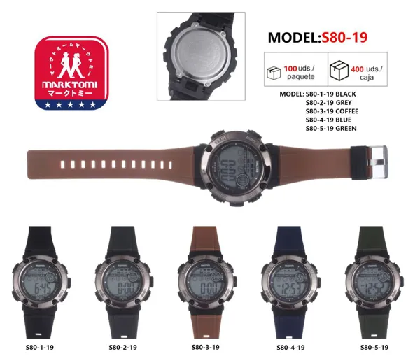 Reloj digital deportivo para dama con correa de silicona, estilo militar
