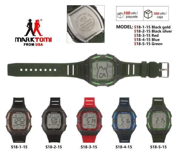 Reloj digital deportivo para dama con correa de silicona, caja cuadrada, resistente al agua, disponible en varios colores