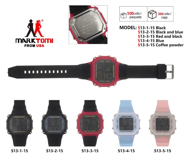 Reloj digital deportivo para dama con correa de silicona, caja cuadrada estilo retro, resistente al agua, disponible en varios colores