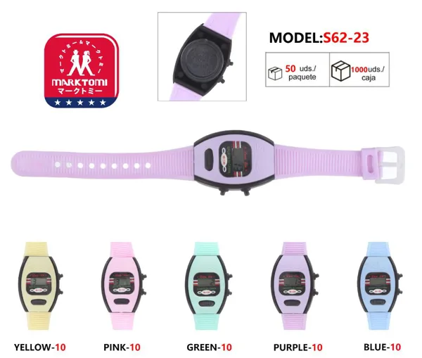 Reloj digital deportivo para niños con esfera ovalada y correa de silicona en tonos pastel, varios colores