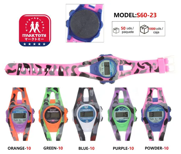 Reloj digital deportivo para niños con correa de silicona estampado militar camuflaje, varios colores