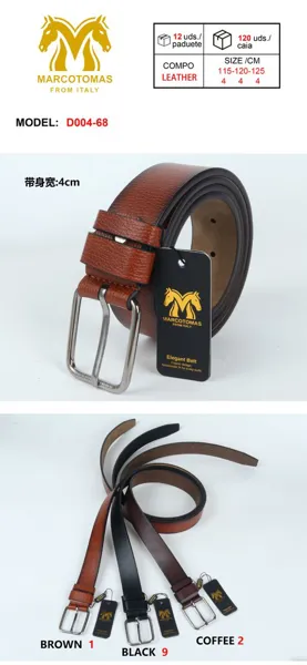 Cinturón para caballero de piel sintética con hebilla rectangular de doble marco, café y negro