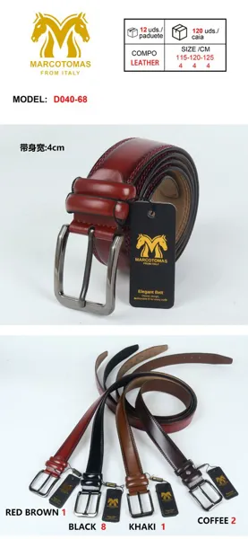 Cinturón para caballero de piel sintética con hebilla de pin, banda ancha de 4 cm, colores surtidos vino, negro y café