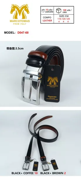 Cinturón para caballero de piel sintética reversible de doble cara con hebilla de pin, cuero liso elegante, combinación negro con café