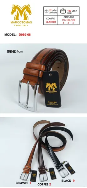 Cinturón para caballero de piel sintética con hebilla de pin, diseño clásico de banda lisa, tonos marrón, café y negro