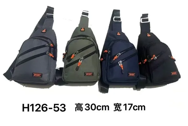 Bolso de pecho cruzado deportivo para caballero de nylon, disponible en gris, verde militar, azul marino y negro