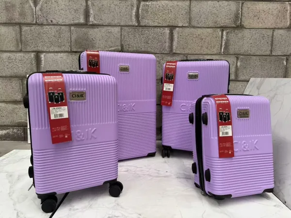 Set de maletas rígidas ABS de 4 piezas con 4 ruedas giratorias, color lila