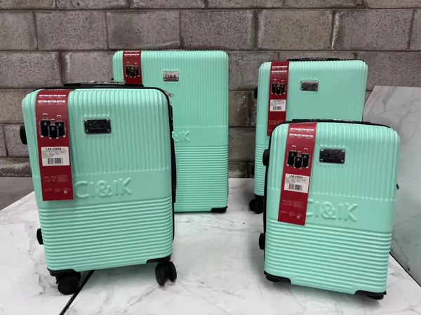 Set de maletas rígidas ABS de 4 piezas con 4 ruedas giratorias, color verde menta