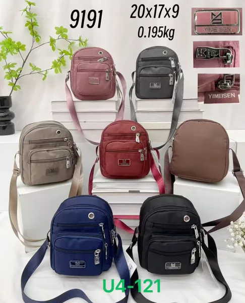 Bolsa bandolera vertical de nylon para mujer, multibolsillos