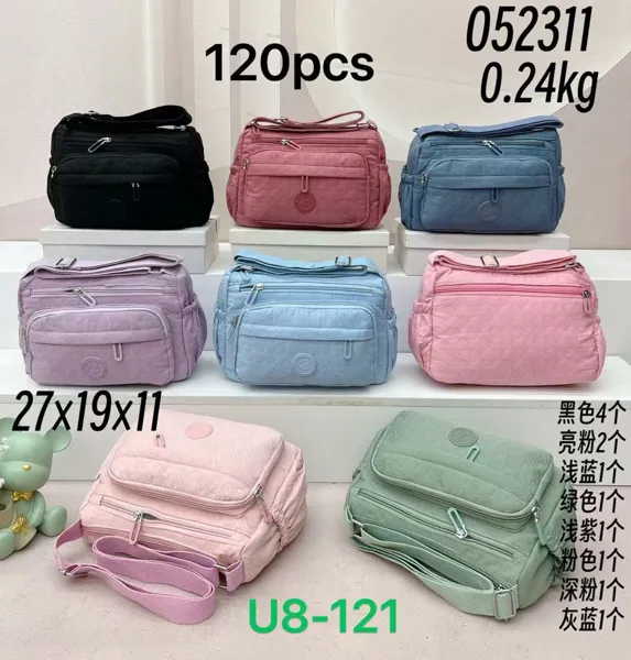 Bolsa cruzada de nylon texturizada para mujer, multibolsillos