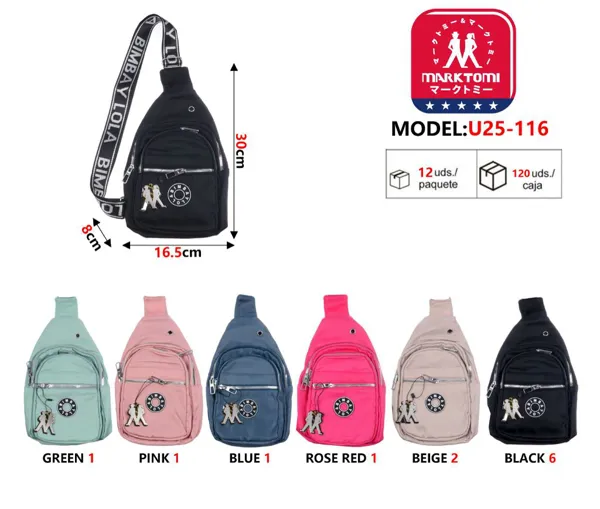 Bolsa sling de nylon cruzada de pecho para mujer, estilo deportivo