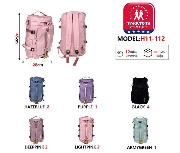 Bolsa mochila deportiva convertible con tirantes y hebillas, color rosa