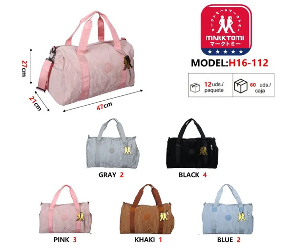 Bolsa deportiva de nylon arrugado con correa al hombro, color rosa