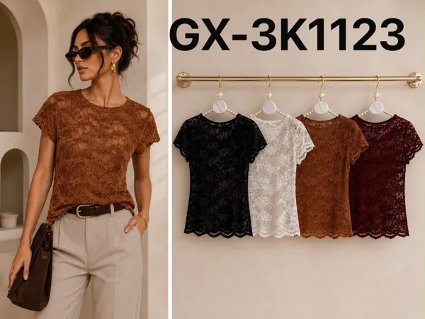 Blusa de encaje de manga corta