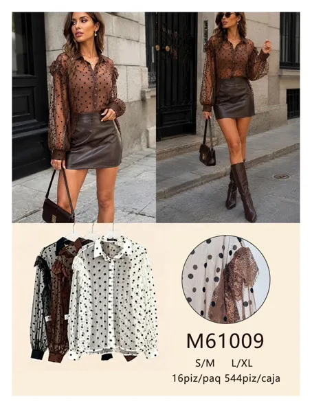 Blusa de puntos con transparencias