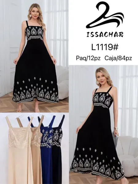 Vestido largo con bordado