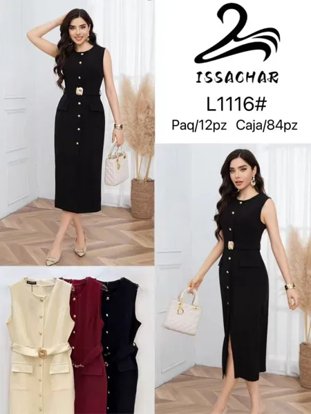 Vestido con botones y cinturón