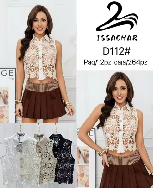 Blusa crop top de encaje
