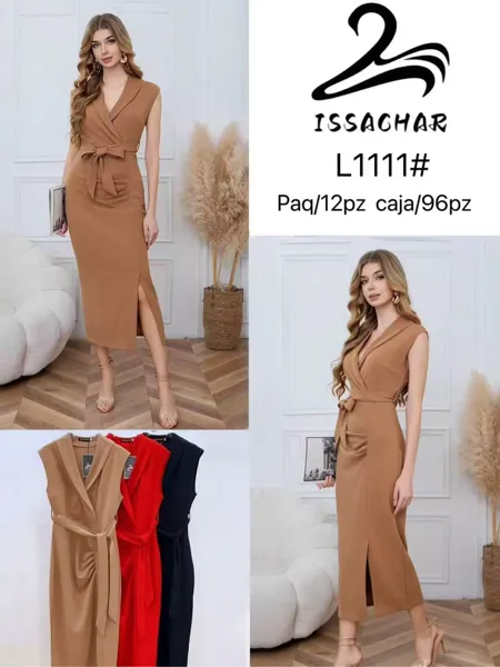 Vestido con solapa y lazo