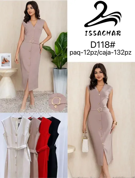 Vestido con botones y cinturón