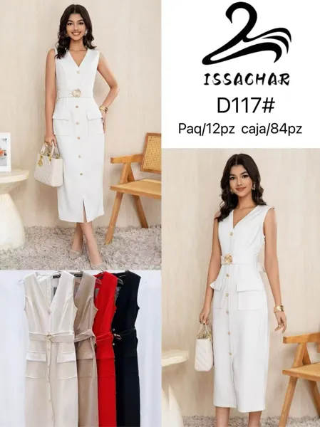 Vestido con botones y cinturón