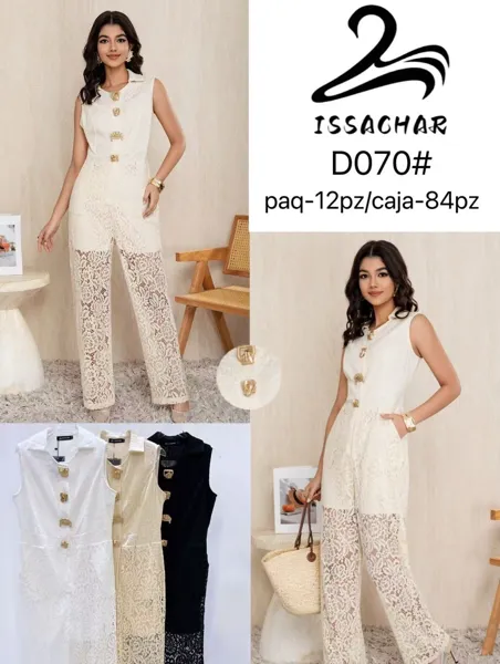 Jumpsuit con botones y encaje