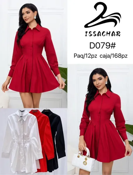 Vestido camisero plisado