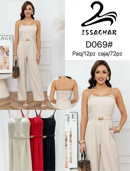 Jumpsuit con cinturón y detalles de encaje
