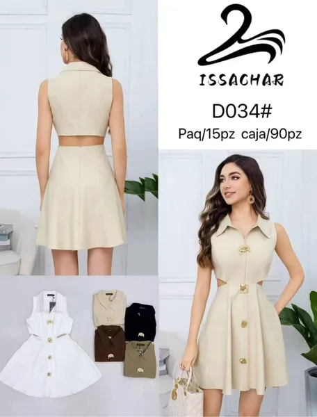 Vestido con aberturas laterales y botones