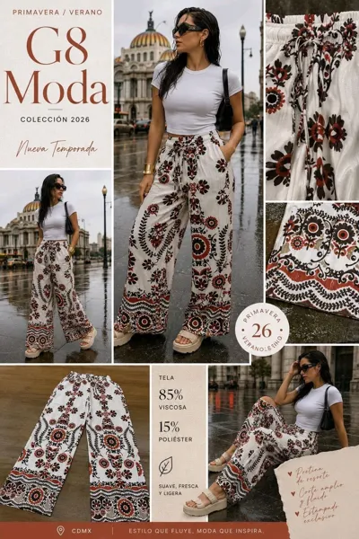Pantalón de corte amplio con estampado